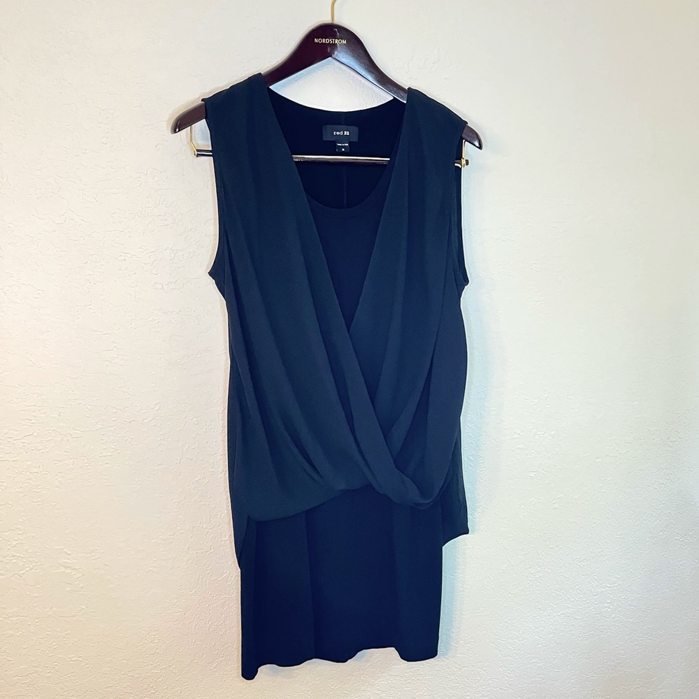 Red23 - Black Dress with Sheer Draping, Size M
